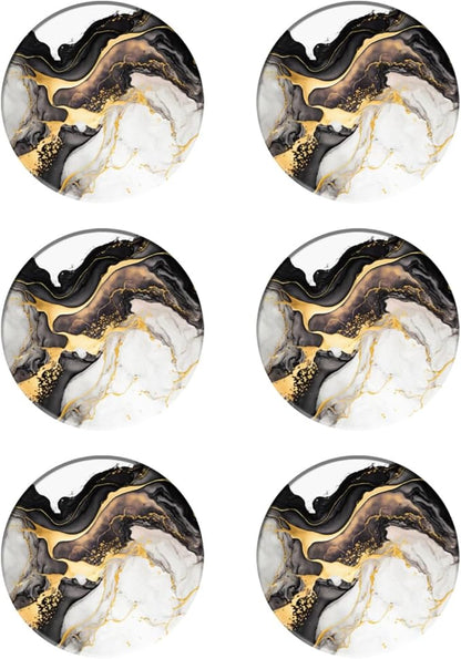 Coasters Set of 6 Marble Pattern Ceramic Drink Coaster with Cork Base Modern Style Coasters for Mugs and Cups Office Kitchen 4 in