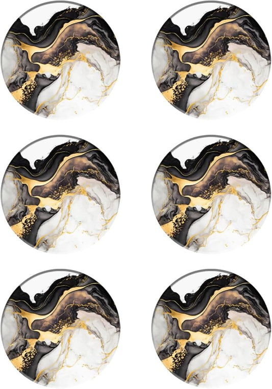 Coasters Set of 6 Marble Pattern Ceramic Drink Coaster with Cork Base Modern Style Coasters for Mugs and Cups Office Kitchen 4 in