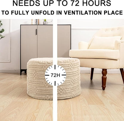 Asuprui Pouf Ottoman Foot Rest – Plush Round All-in-one Foam Stool for Cozy Lounging, Floor Pouf & Chic Decor (Light Coffee)