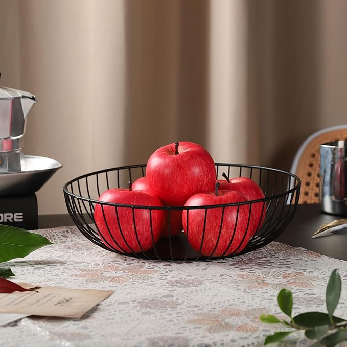 IBWell Black Wire Fruit Basket Fruit Bowl Kitchen Fruit Basket Stand Fruit Bowls for the Counters Metal Fruit Bowl (Exposure)