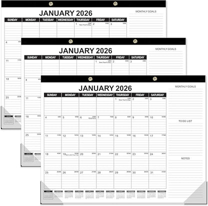 GuassLee Large Desk Calendar 2026,3 Packs 22" x 17" Desktop Wall Calendar 18 Months Wall Planner Runs from Jan. 2026 to Jun. 2027 with Julian Date To-do & Notes Monthly Goals for School Home Office