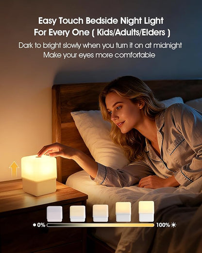 JJ&RY Bedside Touch Night Light for Kids/Adults/Baby Nursery, Funny Lift Design Nightlight for Gift, 2600K/Soft Warm Yellow/Sleep Aid/Dimmable, Cordless Night Lamp for Nightstand/Bedroom/Kids Room