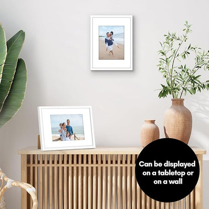 Americanflat 9x12 Picture Frame with Shatter-Resistant Glass - Use as 6x8 Frame with Mat or Display 9x12 Photo Without Mat - Streamline Collection - Picture Frames for Tabletop and Wall - White