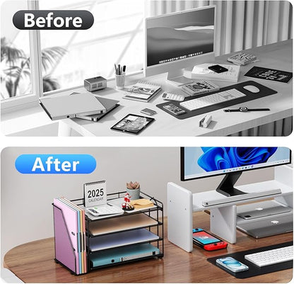 gianotter 4-Tier Paper Organizer With Magazine Holder, Desk Organizers and Accessories, Desk Accessories & Workspace Organizers, File Organizer for Office Supplies Storag (Black)
