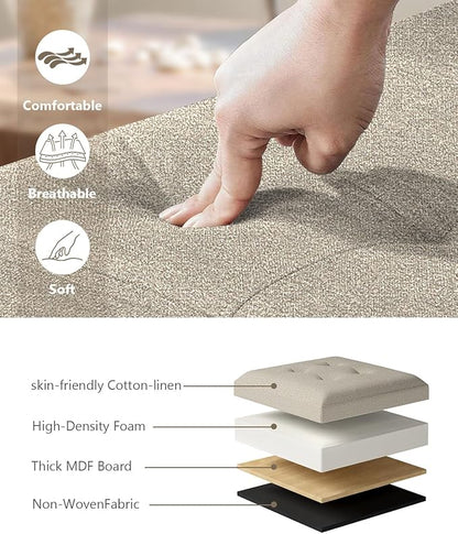 Storage Ottoman Bench, Folding Ottoman Foot Rest,15 x 30 x 15 Inches,End of Bed Bench,Storage Chest, for Living Room, Bedroom, Hallway, Entryway, Holds up to 600 lb (Sandy-Beige1, 30")