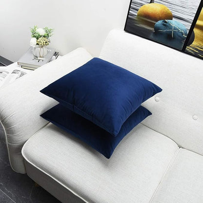 Artaimee Navy Blue Velvet Throw Pillow Covers 18x18 (Set of 4) – Soft, Smooth Cushion Covers for Sofa, Bed, Couch & Home Décor