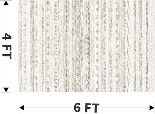 4x6 Area Rugs for Living Room Machine Washable Rug Distressed Indoor Carpet Neutral Moroccan Boho Rug Ultra Soft Area Rug for Bedroom Dining Room Playroom Office, Brown