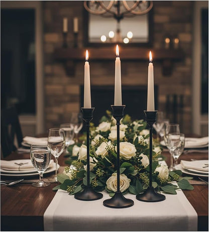 Candle Holder, Modern Minimalist Black Metal Candlestick Holders, Set of 3 Tall - Elegant Taper Candle Holders for Table Centerpiece, Wedding, Dinner Party Home Decor