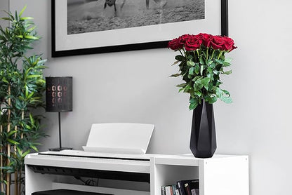 D'vine Dev 11 Inch Matte Black Ceramic Vase, Geometric Handmade Craft Flower Vase with Design Box Packaged, VS-GM-MB-11