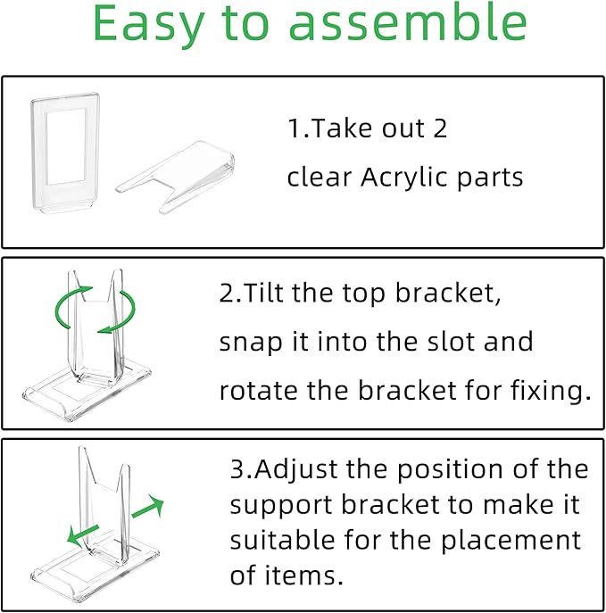 10 Pack Acrylic Book Stand for Display Adjustable Clear Display Holder Easel Collector Stand for Home Office Back to School Comic Album CD Magazine Postcard Artworks (4.2 x 4.3 x 2.35 Inch)