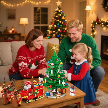 Advent Calendar 2025 Christmas Tree Building Blocks Set - 24 Day Countdown Calendar with Xmas Tree & Santa Sleigh Building Kits, Christmas Decorations Gifts for Girls Boys (940 PCS)