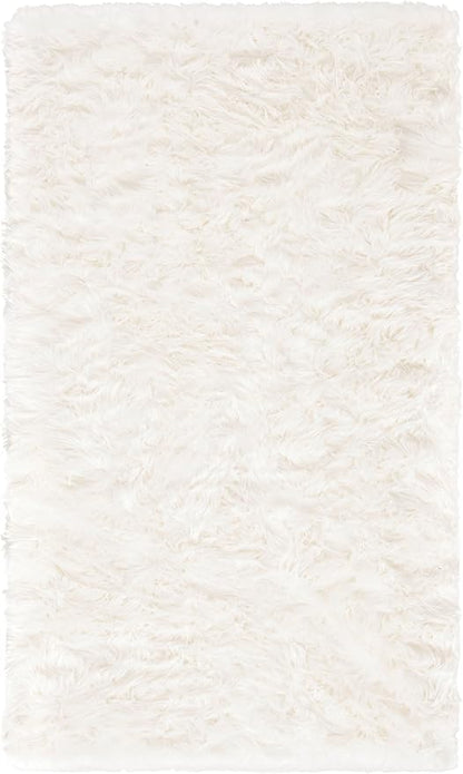 SAFAVIEH Faux Sheep Skin Collection 3' x 5' Ivory FSS235A Silken Glam 2.35-inch Thick Area Rug