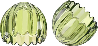Tulip Storage Container, Jewelry Catchall Bowl, Ring Holder Jewlery Tray Trinket Dish, 5" Dia. * 4.25" H, Green Glass, Thick and Exquisite, 2 Pack