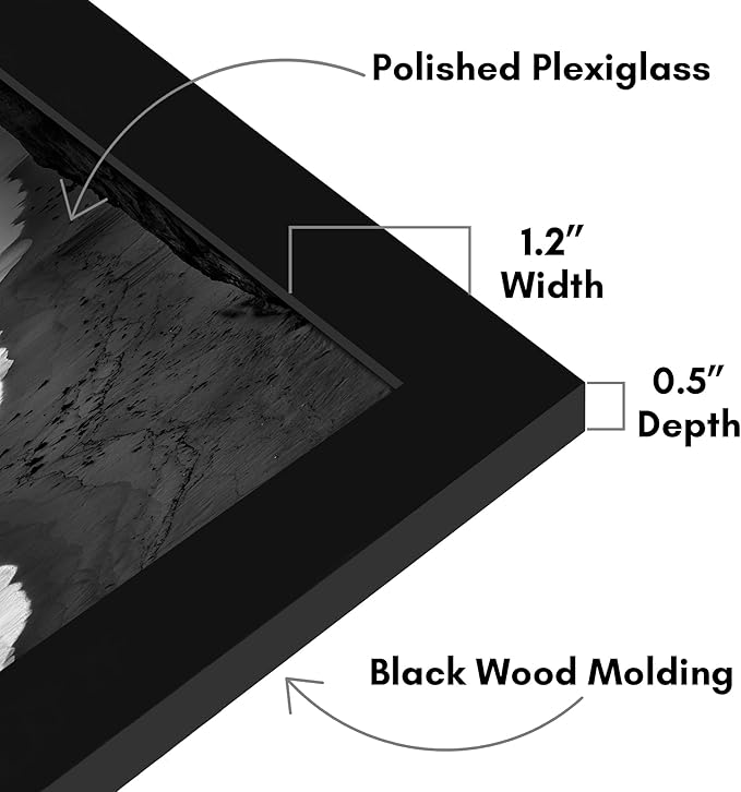 Americanflat 22x24 Picture Frame with Polished Plexiglass - Black Picture Frame - Wide Photo Frames Made of Engineered Wood for Vertical or Horizontal Wall Display - Epic Collection - Black