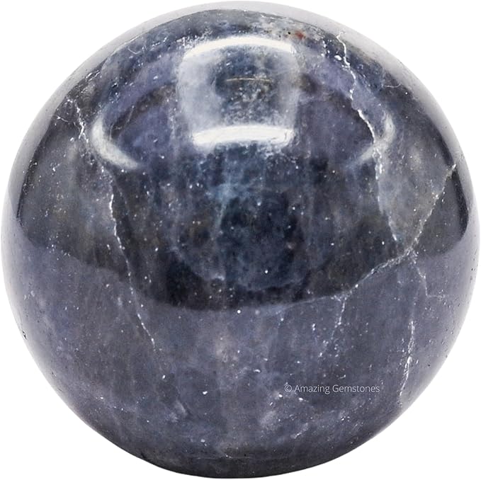 Amazing Gemstone Iolite Crystal Ball with Stand - 2.5 Inches Large Crystal Sphere Meditation Balls for Witchcraft and Decorative Balls