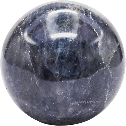 Amazing Gemstone Iolite Crystal Ball with Stand - 2.5 Inches Large Crystal Sphere Meditation Balls for Witchcraft and Decorative Balls