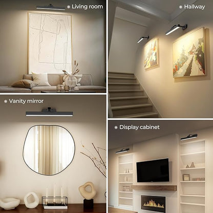 Picture Lights Wall Light 16in CCT Gallery Light | Battery Operated, Timer, Remote Control, Adjustable Brightness, Long Lasting, for Wall, for Paintings, for Living Room, Art, Dartboard, Decor