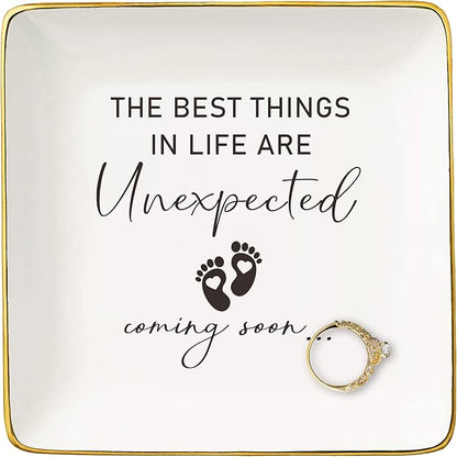 NZY Baby Pregnancy Announcement Gifts-Promoted to Grandma,Aunt,Godmother-Baby Coming Soon-New Baby Reveal Gifts for Mom Sister Friends-Mothers Day Christmas Gift-Jewelry Tray Trinket Holder Ring Dish