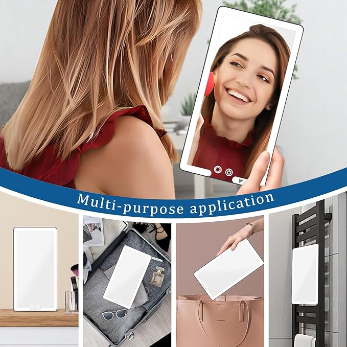 Led Car Sun Visor Vanity Mirror, Large Interior Mirrors with Lights, Dimmable Light up Vanity Makeup Mirror for Car,Rechargeable Rearview Mirrors for Sun Visor (White)