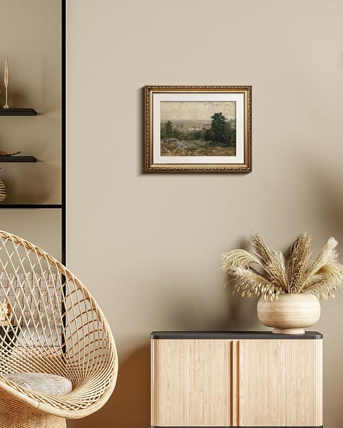 InSimSea Gold Framed Canvas Wall Art Room Decor Vintage Rustic Field Landscape Wall Decoration Prints for Bedroom Living Room Bathroom Farmhouse Retro Botanical Artwork Prints Home Decor 16×13in