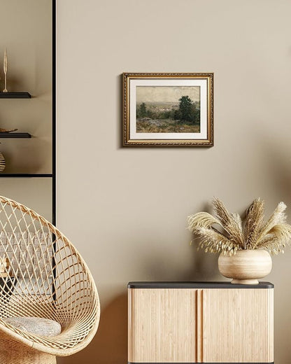InSimSea Gold Framed Canvas Wall Art Room Decor Vintage Rustic Field Landscape Wall Decoration Prints for Bedroom Living Room Bathroom Farmhouse Retro Botanical Artwork Prints Home Decor 16×13in