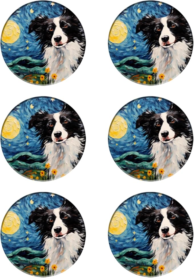 Coasters Set of 6 Ceramic Drink Coaster with Cork Base Modern Style Coasters for Mugs and Cups Office Kitchen 4 in
