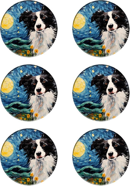 Coasters Set of 6 Ceramic Drink Coaster with Cork Base Modern Style Coasters for Mugs and Cups Office Kitchen 4 in