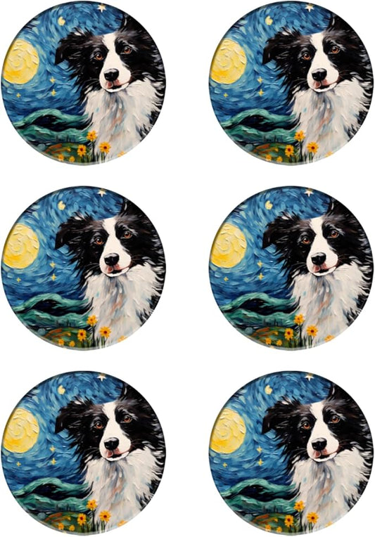 Coasters Set of 6 Ceramic Drink Coaster with Cork Base Modern Style Coasters for Mugs and Cups Office Kitchen 4 in