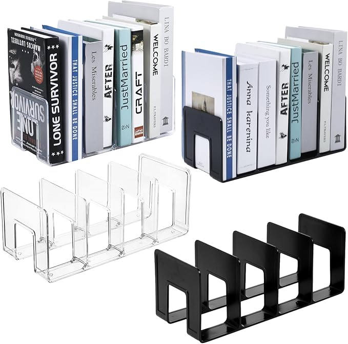 4pcs Acrylic File Organizer Acrylic File Holder Clear Files Sorter Purse Organizer Desk Files Organizers Sturdy Desktop FileFolder Organizers for Envelope Mail Letter Paper Notebook Electronics Office