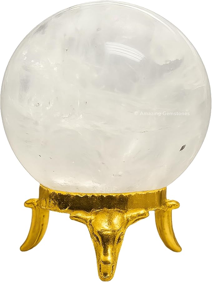 Amazing Gemstone Clear Quartz Crystal Ball with Stand - 1.5 Inches Crystal Sphere Meditation Balls for Witchcraft and Decorative Balls
