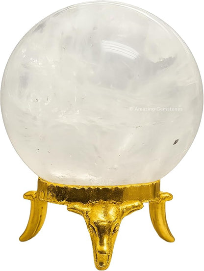 Amazing Gemstone Clear Quartz Crystal Ball with Stand - 1.5 Inches Crystal Sphere Meditation Balls for Witchcraft and Decorative Balls