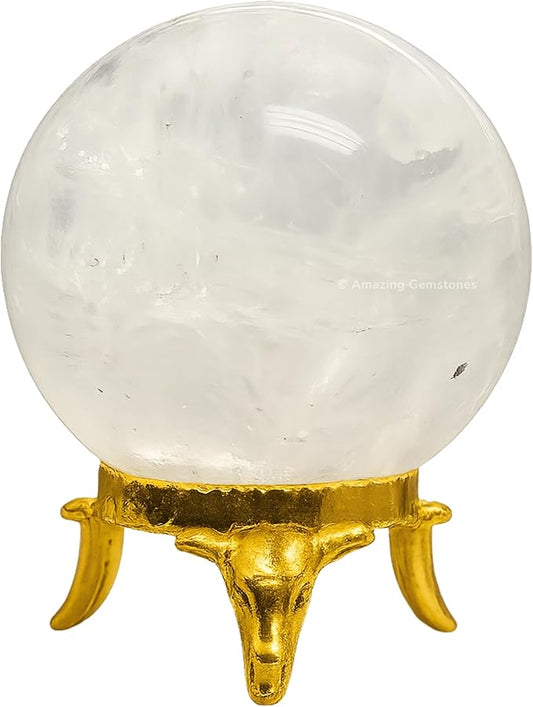 Amazing Gemstone Clear Quartz Crystal Ball with Stand - 1.5 Inches Crystal Sphere Meditation Balls for Witchcraft and Decorative Balls