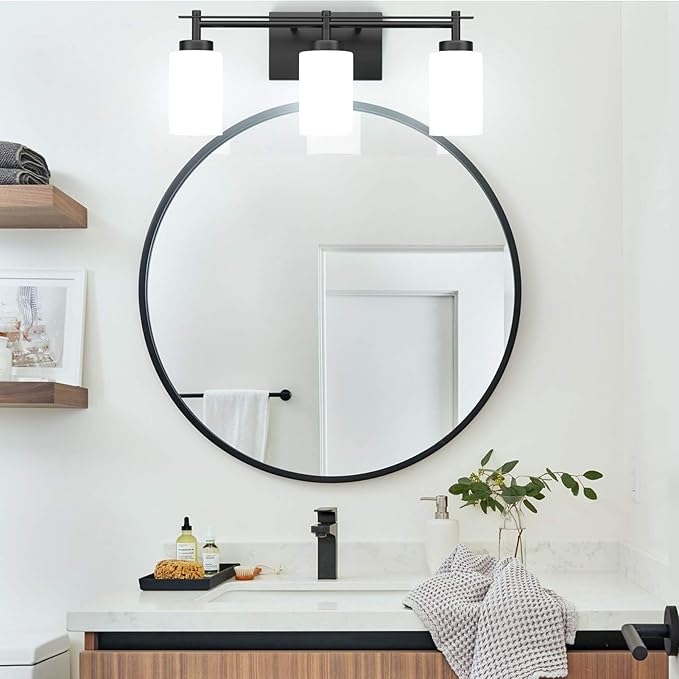 Aipsun Black Vintage Vanity Light, Bathroom Vanity Lighting Fixtures Industrial Vanity Light for Bathroom Black Wall Light Over Mirror(Exclude Bulb)