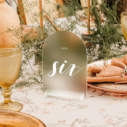 5x7 Inch Frosted Arch Acrylic Sign with Clear Stand-10 Pack Blank Frosted Arch Table Signs with Holder, DIY Arched Acrylic Sign Blank for Wedding Table Numbers