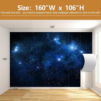 Galaxy Cosmic Wallpaper for Ceiling Night Sky with Stars and Nebula Wall Mural Living Room Bedroom（Not Peel and Stick）