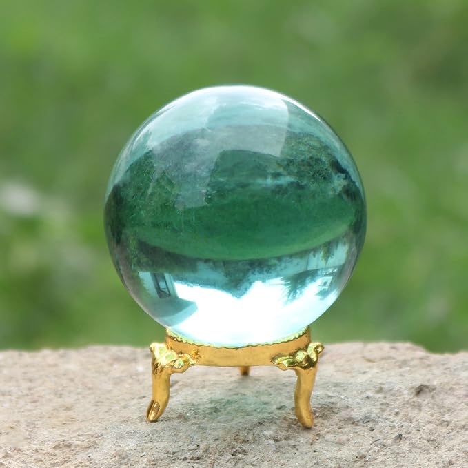 GEMHUB Natural Polished Healing Obsidian Crystal Chakra Stone Sphere Reiki Gemstone Ball for Decoration and Feng Shui (Aqua Obsidian)