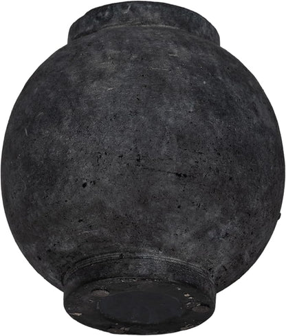 Decorative Vase for Home Decor – Modern Terracotta Flower Vase with Handle, Aesthetic Table Vase Centerpiece for Living Room, Dining Room, or Entryway Display, Contemporary Accent – 7", Black