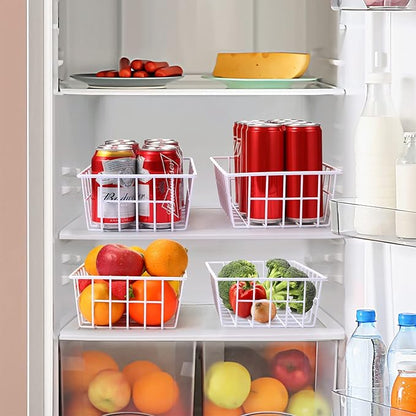 Orgneas Freezer Organizer Bins Metal Wire Storage Baskets for Upright Refrigerator Chest Freezer, Kitchen Pantry Storage and Organization for Fruit Vegetable Soda Cans Toys and Snacks, Set of 6