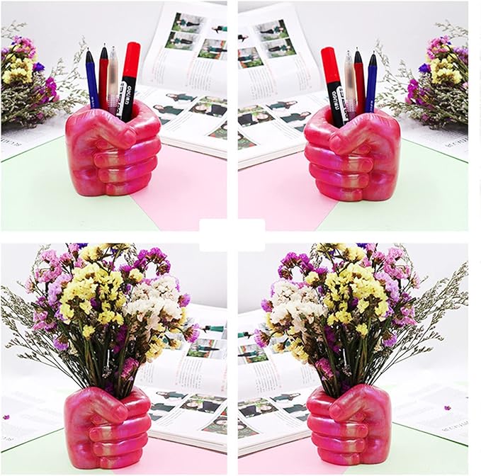 Fist Silicone Flower Pot Concrete Mold Succulent Planter Molds Vase Left Right Hand Pen Holder Storage Box Mould Epoxy Resin Clay Cement Moulds (Left Hand)