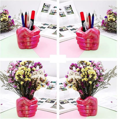 Fist Silicone Flower Pot Concrete Mold Succulent Planter Molds Vase Left Right Hand Pen Holder Storage Box Mould Epoxy Resin Clay Cement Moulds (Left Hand)