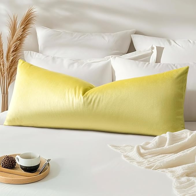 Artscope Luxury Velvet Lumbar Pillow Cover Super Soft Decorative Rectangle Throw Pillow Covers Case Cushion Covers for Sofa Couch Bedroom Car Decor 14x36 Inch Lemon Yellow