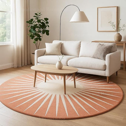 Modern Round Area Rug – Hand-Tufted with 100% NZ Wool, Thick & Soft Circular Carpet for Living Room, Bedroom & Dining Room Decor (Soft Pink, 4' Round)