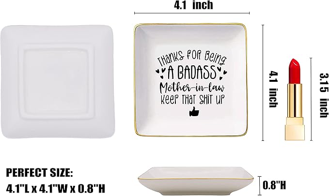 Funny Mother's Day Gift for Bonus Mom,Step Mom,Setpmother,Thank You Present for Being Mother-in-Law-Birthday Christmas Gift-Ceramic Jewelry Tray,Trinket Holder,Ring Dish