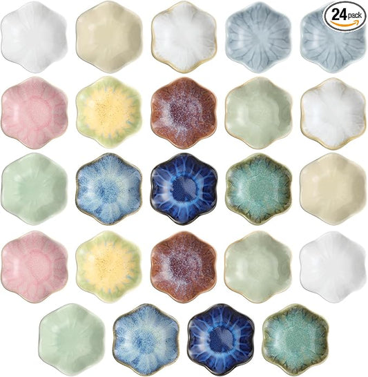 Shappy 24 Pcs Ceramic Ring Dish Bulk 4.5 in Small Jewelry Tray Porcelain Trinket Dish for Women Wedding Birthday Gifts (Multicolor)