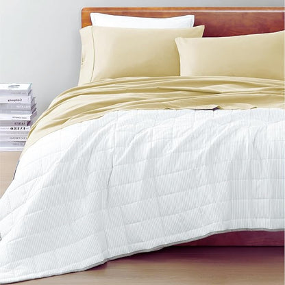 LANE LINEN 100% Organic Cotton Twin Bed Sheet Set, Soft, Comfy & Breathable Hotel Style Percale Bedding Sheets & Pillowcases Set, Mercerized Cotton Fully Elasticized Sheets Twin- Vanilla