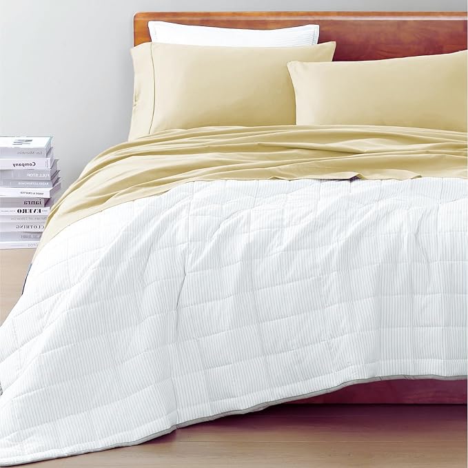 LANE LINEN 100% Organic Cotton California King Sheets Set, 4-Piece Soft & Comfy Luxury Hotel Style Percale Weave Best Bedding Sheets for Bed, Breathable, Fits Mattress Upto 15" Deep - Vanilla