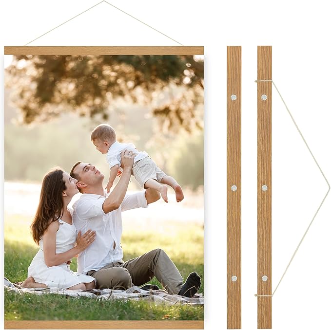SZDHHH Custom Photo Prints with Magnetic Hanger Frame Canvas Poster Prints With Your Photos Personalized Hanging Poster Pictures Wall Art Decor Framed for Home Decor Gifts Keepsakes (16" Lx12 W)