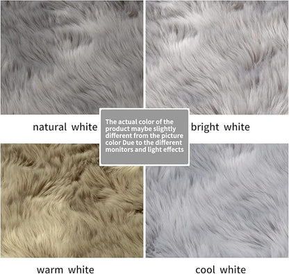 SERISSA Ultra Soft Round Faux Sheepskin Fur Area Rug, Grey Circular Shaggy Rug, Round Fluffy Rugs Plush Circle Floor Carpet for Bedroom Kids Room Floor Decor, 3ft Diameter (Light Grey)