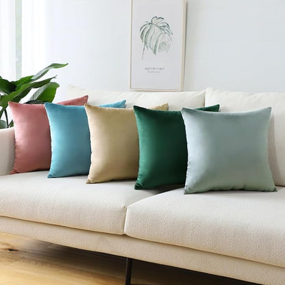 Artscope Luxury Velvet Pillow Covers Super Soft Decorative Square Throw Pillow Covers Case Cushion Covers for Sofa Couch Bedroom Car Decor 22x22 Inch Light Grey