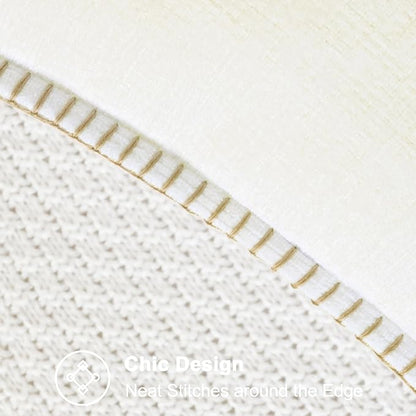 CaliTime Throw Pillow Covers Decorative 12 X 20 Inches Pack of 2 Cotton Thread Stitching Edges Solid Dyed Soft Chenille Cushion Cases for Couch Sofa Bed Living Room Farmhouse Cream